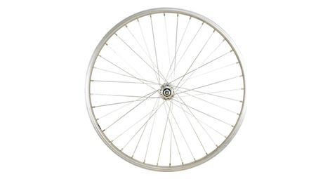 Roue vtt 24  av ecrou. axe plein jante alu argent mach1. m110 moy. miche magnum v-brake 36