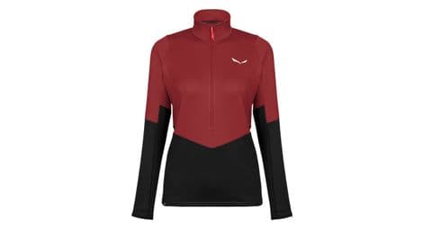 Vellón salewa puez polarlite half zip para mujer, rojo/negro