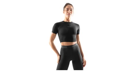 T-shirt crop top fitness manches courtes femme sculpt noir