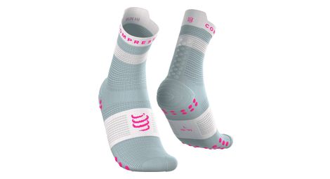 Chaussettes Compressport Pro Racing V4.0 Run High Bleu/Rose