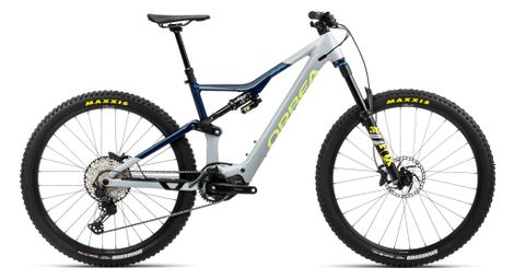 Vtt electrique tout suspendu orbea rise h10 shimano xt 12v 540 wh 29 gris iceberg bleu moondust 2023