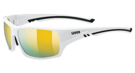 Unisex brille uvex sportstyle 222 weiß/gelbe spiegelgläser polarisiert