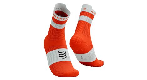 Calze Compressport Pro Racing V4.0 Run High Arancione/Bianco