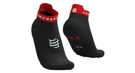 Chaussettes compressport pro racing socks v4.0 run low noir/rouge