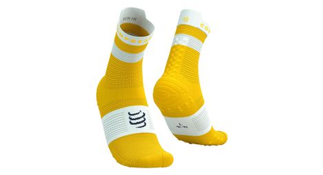 Chaussettes Compressport Pro Racing V4.0 Run High Jaune/Blanc
