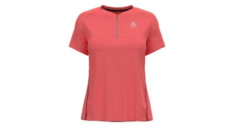 Maillot manches courtes 1 2 zip odlo axalp trail rose femme