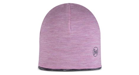 Bonnet enfant buff merino reversible rose/gris