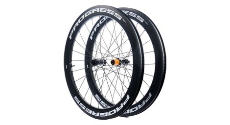 Paire de roues progress neon disc blanc   12x100 12x142 mm   center lock   campagnolo