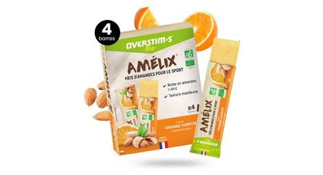 4 barres énergétiques overstims amelix bio orange confite