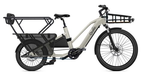 Longtail cargo bike elettrica o2 feel equo cargo 7.3 shimano nexus belt 5s 835 wh 20/26'' beige pack family