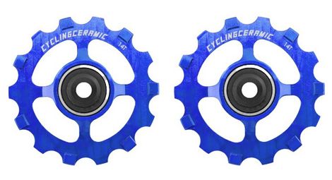 Galets cyclingceramic narrow 14t pour derailleur shimano dura ace r9100 ultegra r8000 ultegra rx grx xt xtr 11v bleu