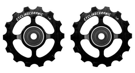 Ruedas de polea cyclingceramic narrow 14t para desviador shimano xt/xtr 12s negro