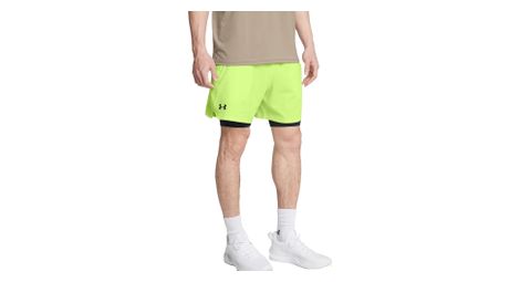 Under armour vanish woven verde negro pantalones cortos 2 en 1 para hombre