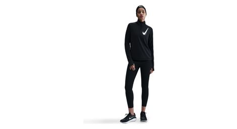 Camiseta con 1/2 cremallera nike dri-fit swoosh negro, mujer
