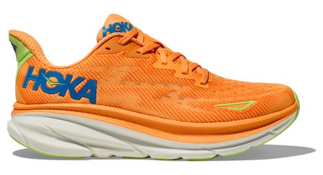 Hoka clifton 9 orange / blau / grün herren laufschuhe