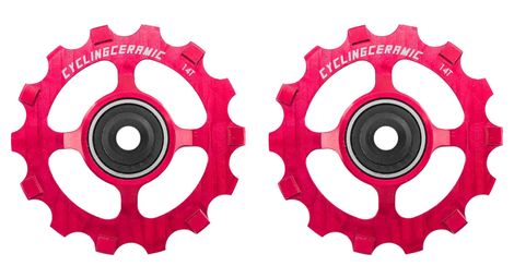 Galets cyclingceramic narrow 14t pour dérailleur sram rival/force/red axs/xplr 12v rouge