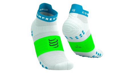 Calcetines Compressport Pro Racing V4.0 Run Low Blanco/Azul/Verde