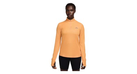 Camiseta de media cremallera nike dri-fit trail naranja para mujer