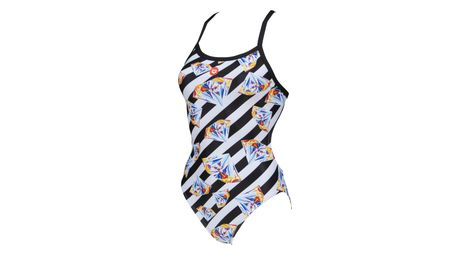 Maillot de bain 1-pièce femme arena crazy diamonds challenge back blanc noir