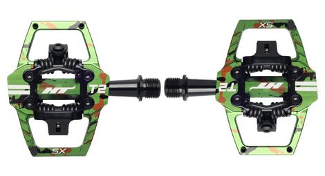 Paire de Pédales Automatiques HT Components T2-SX Camo Vert