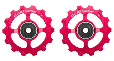 Cyclingceramic narrow 14t pulley wheels for sram apex 1/force cx1/force 1/rival 1/xx1/x01 1x11s derailleur red