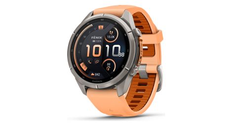 Montre GPS Garmin Fénix 9 Pro AMOLED/InReach - 43 mm Sapphire Titanium avec Bracelet Corail/Ocre