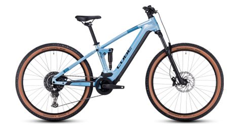 Vtt electrique tout suspendu cube stereo hybrid 120 pro 750 shimano deore 12v 750 wh 27 5   bleu sage metallic