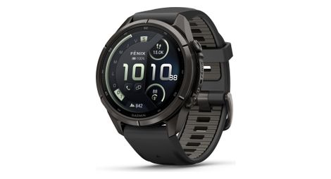 Montre GPS Garmin Fénix 9 Pro AMOLED/InReach - 43 mm Sapphire Titanium Carbon Gray DLC avec Bracelet Noir/Gris