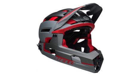 Casque avec mentonniere amovible bell super air r mips gris rouge