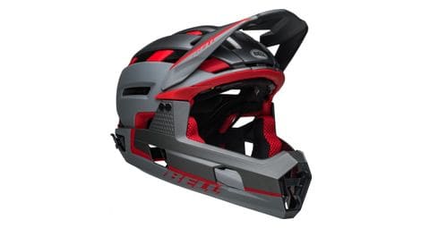 Helm met verwijderbare kinband bell super air r mips grey red 2022