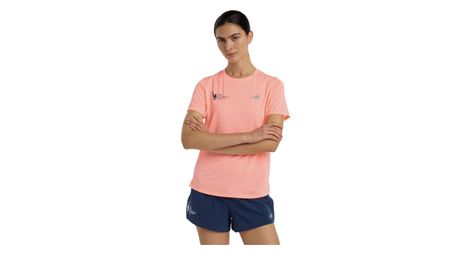 Maillot manches courtes new balance tcs nyc marathon athletics rose femme