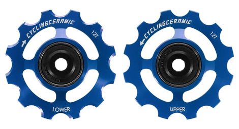 Cyclingceramic 12t pulley wheels for sram red / force / rival 12s derailleur blue