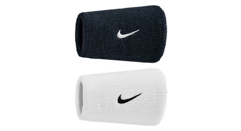 Bracciale spugna largo (x2) Nike Swoosh Classic Nero/Bianco