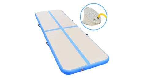 Vidaxl tapis gonflable de gymnastique avec pompe 300x100x10cm pvc bleu