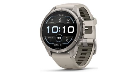 Montre GPS Garmin Fénix 9 Pro AMOLED/InReach - 43 mm Sapphire Titanium avec Bracelet Gris/Grès