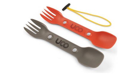 Spork lot de 2 couverts 3 en 1 cuillère-fourchette-couteau - rouge et gris