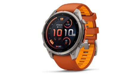 Montre GPS Garmin Fénix 9 Pro AMOLED/InReach - 47mm Sapphire Titanium avec Bracelet Ocre/Orange