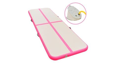 Vidaxl tapis gonflable de gymnastique avec pompe 400x100x10cm pvc rose