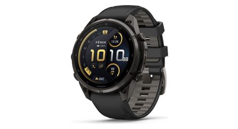 Montre GPS Garmin Fénix 9 Pro AMOLED/InReach - 47 mm Sapphire Titane Carbon Gray DLC avec Bracelet en Silicone Noir/Gris