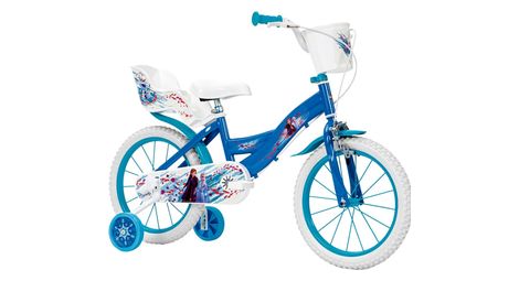 Velo 16 pouces la reine des neiges 5/7 ans stabilisateur bleu