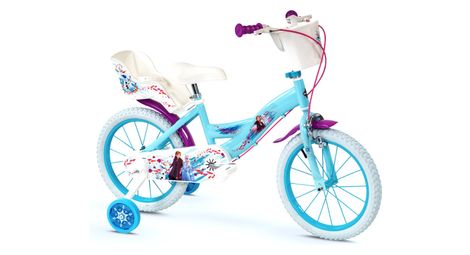 Velo 16 pouces la reine des neiges 5/7 ans stabilisateur violet