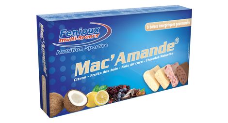 6 barritas energéticas de chocolate y avellanas fenioux mac'amande