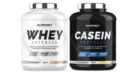 Programme gain de muscle jour et nuit - 100% casein advanced vanille crémeuse - 100% whey proteine advanced 2kg cookies