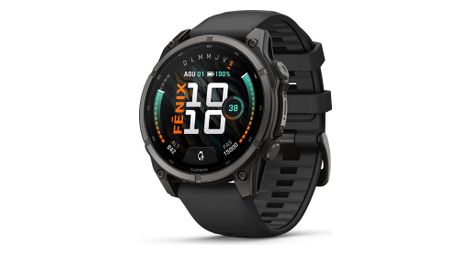 Montre GPS Garmin Fénix 9 AMOLED - 47mm Sapphire Titane Carbon Gray DLC avec Bracelet en Silicone Noir