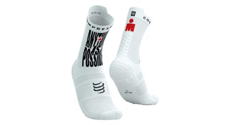Chaussettes compressport pro racing v4.0 run high ironman 2025 anything is possible blanc/noir/rouge