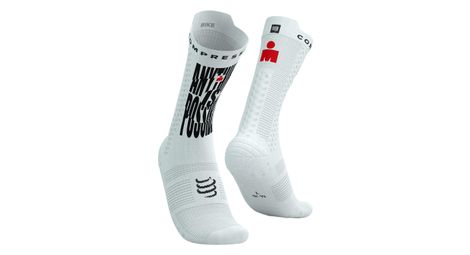 Chaussettes compressport pro racing v4.0 bike ironman 2025 anything is possible blanc/noir/rouge