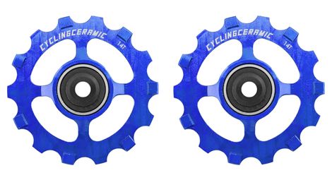 Cyclingceramic narrow 14t pulley wheels for sram apex 1/force cx1/force 1/rival 1/xx1/x01 1x11s derailleur blue
