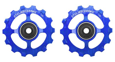 Cyclingceramic narrow 14t pulley wheels für sram apex 1/force cx1/force 1/rival 1/xx1/x01 1x11s umwerfer blau