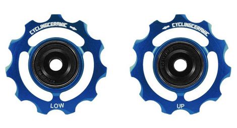 Cyclingceramic 11t pulley wheels for shimano 10/11s derailleur blue