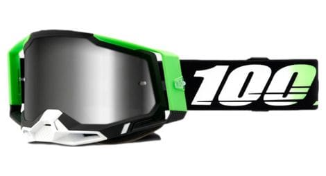 100% racecraft 2 green/black goggle | silver mirror lenses
